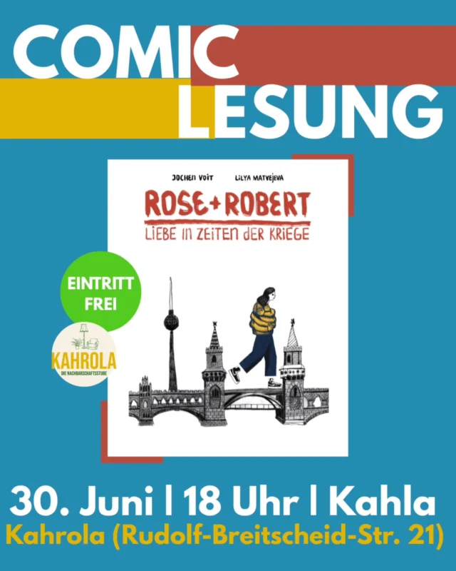 Wir freuen uns auf die nächste Veranstaltung in der Kahrola! 

Schön, dass ihr zu uns kommt: Lilya und Jochen 💫

Bücher könnt ihr zur Lesung direkt kaufen, wenn ihr mögt. Wie immer gilt: pünktlich sein, da die Kahrola nicht soo groß ist.

Vielen vielen Dank an @polylux_network für den finanziellen Support. Und großen Dank auch an den Verlag Schiler&Mücke.