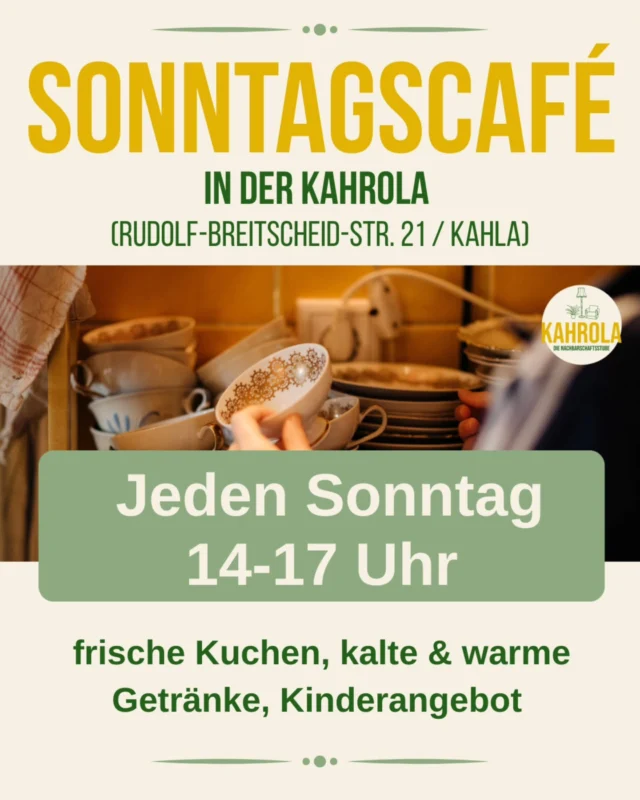 ACHTUNG ⚠️ 

Ab morgen haben wir wieder von 14-17 Uhr das Sonntagscafé geöffnet ☕️ 
Also 1 Stunde nach hinten verschoben. Wir freuen uns auf Euch 🌻
